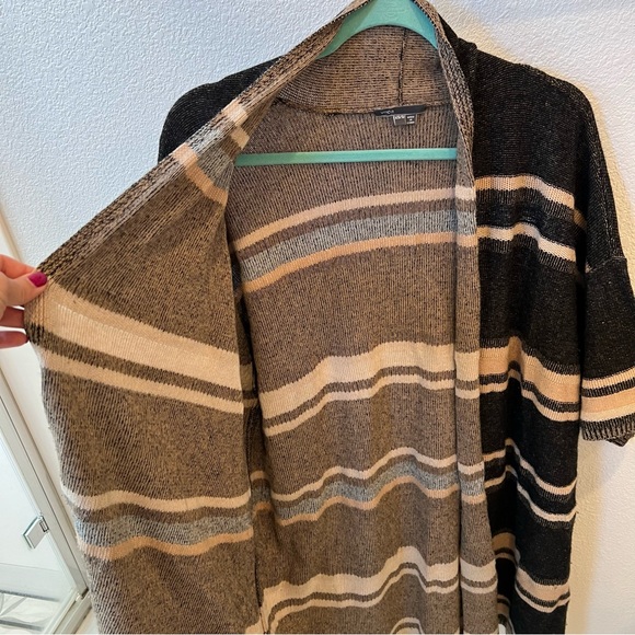 VINCE Textured Striped Wool/Cashmere Blend Cardigan - Picture 8 of 12